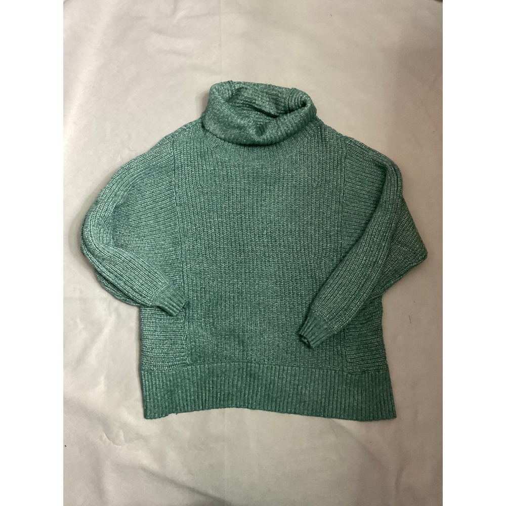 Womens American Eagle Knit Mock Neck Sweater Seafoam Green Ribbed Med